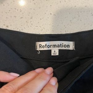 Reformation black wide leg pleated trouser